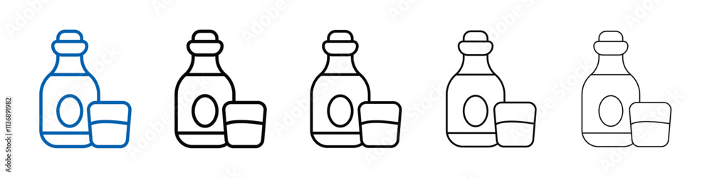 Poster tequila bottle and glass icon outline vector logo for web ui