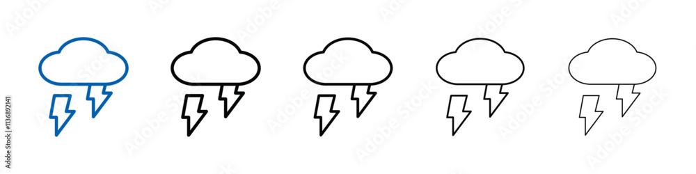 Aufkleber thunder lightning icon outline vector logo for web ui