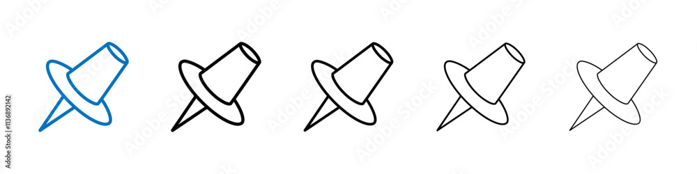 Poster thumbstack icon outline vector logo for web ui