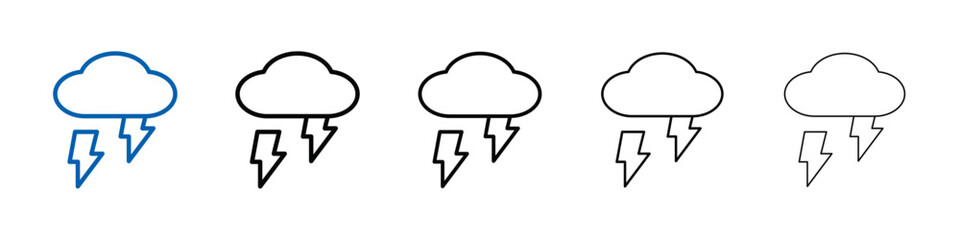 Thunder lightning icon Outline vector logo for web ui