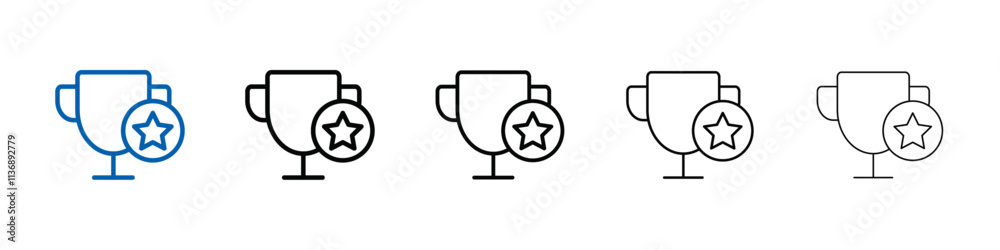 Poster trophy cup with star icon outline vector logo for web ui