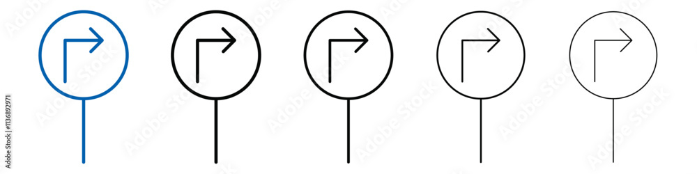Poster Turn to the Right Icon Outline vector logo for web ui