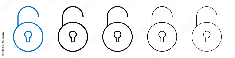 Aufkleber unlock icon outline vector logo for web ui