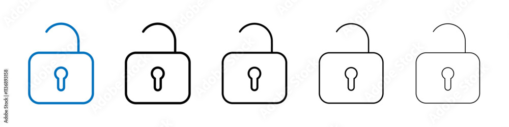 Poster unlock icon outline vector logo for web ui