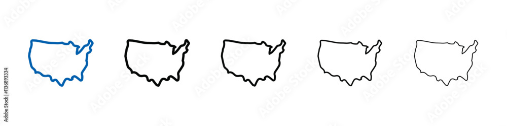 Poster USA Map icon Outline vector logo for web ui