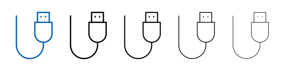 USB cable icon Outline vector logo for web ui