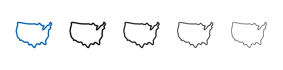 USA Map icon Outline vector logo for web ui