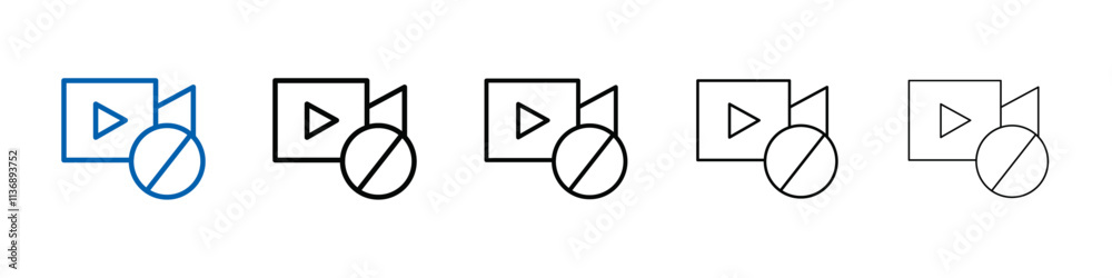 Poster video off icon outline vector logo for web ui