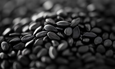 Obraz premium Black Sesame Seeds Close Up Macro Shot