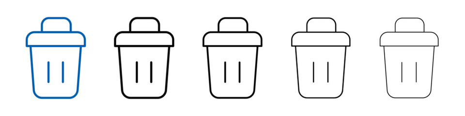 Waste Bin icon Outline vector logo for web ui