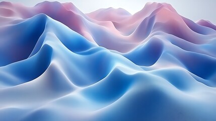 Fototapeta premium Abstract Blue and Pink Wavy Mountain Landscape