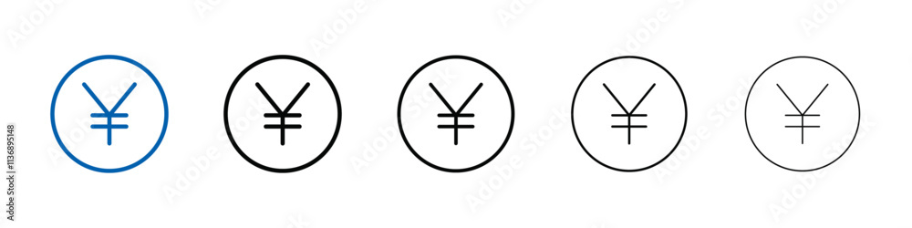 Poster yen sign icon outline vector logo for web ui