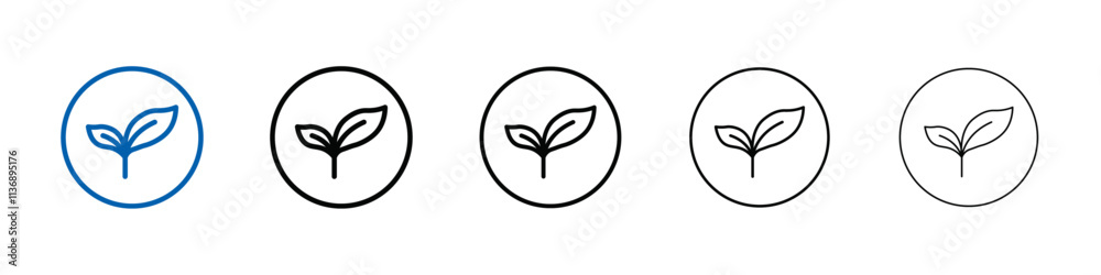 Poster young sprout icon outline vector logo for web ui