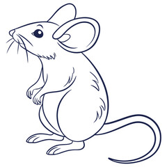 Minimalist line art mouse illustration black and white on white background, perfect for designs