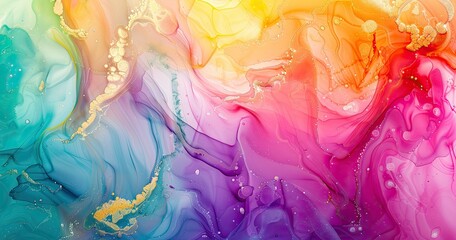 A vibrant abstract composition with flowing colors and organic shapes.