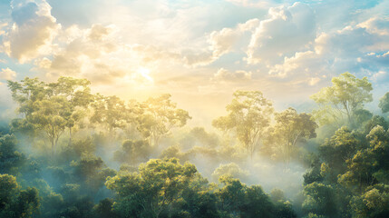 Naklejka premium A Breathtaking Tropical Paradise Showcasing the Luxurious Aroma of Sandalwood and Musk Amidst Nature's Serenity