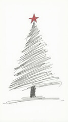 Scribble Sketch Christmas Tree - Christmas Card