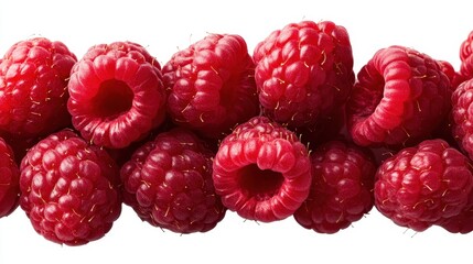 A vivid and close-up assortment of bright red raspberries, showcasing their freshness and ripe texture, perfect for representing healthy and organic produce.
