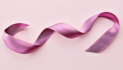 Elegant mauve ribbon elegantly curved on pink background. Perfect for gift wrapping, decoration or design projects.