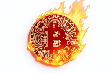 cut flaming bitcoin image white background graphic design use purposes effectively online instantly
