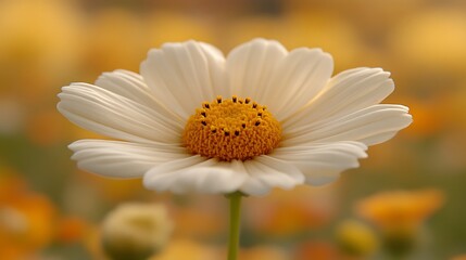 Single White Cosmos Flower Soft Focus Background
