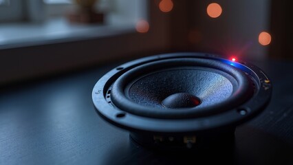 Compact Speaker Interior Layout with Soft Light Glow and Copyspace