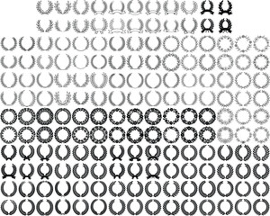 Large Collection of Black and White Laurel Wreath and Floral Frame Designs