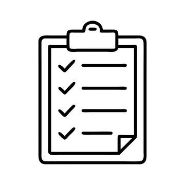 recommend clip art: clipboard with checklist icon, labor Day line art, labor day icon - simple black line art icon of clipboard with checklist, symbolizing labor day celebrations. labor day vector art.