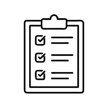 recommend clip art: clipboard with checklist icon, labor Day line art, labor day icon - simple black line art icon of clipboard with checklist, symbolizing labor day celebrations. labor day vector art.