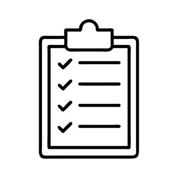 recommend clip art: clipboard with checklist icon, labor Day line art, labor day icon - simple black line art icon of clipboard with checklist, symbolizing labor day celebrations. labor day vector art.