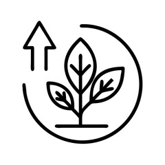leaf with growth sustainability icon, nonprofit day line art, nonprofit day icon - simple black line art icon of leaf with growth sustainability, symbolizing nonprofit day celebrations. nonprofit day 