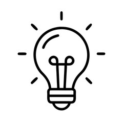 light bulb for ideas icon, labor Day line art, labor day icon - simple black line art icon of light bulb for ideas, symbolizing labor day celebrations. labor day vector art.