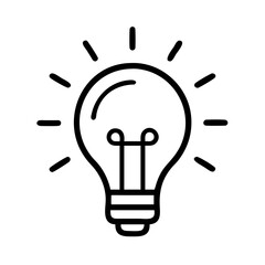 light bulb for ideas icon, labor Day line art, labor day icon - simple black line art icon of light bulb for ideas, symbolizing labor day celebrations. labor day vector art.