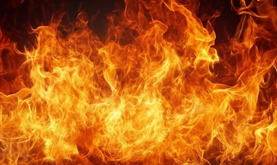 Fiery orange and yellow flames burning intensely.