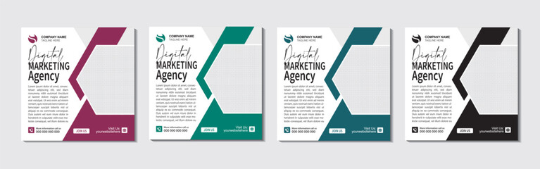 Digital marketing agency and corporate social media post or square banner template
