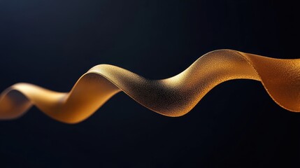 Abstract golden ribbon with textured surface on a dark background. Luxury and artistic concept