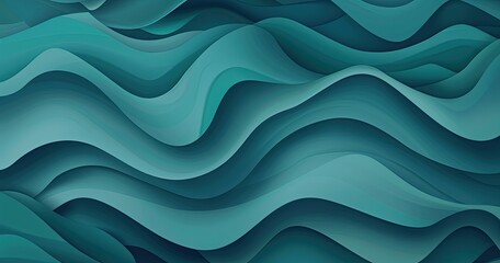 Fototapeta premium Abstract waves in varying shades of teal create a flowing, dynamic visual texture.