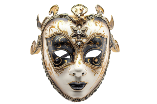 An Opera Mask, Isolated on a Transparent Background, Ideal for Theater, Masquerade, or Costume-Themed Designs