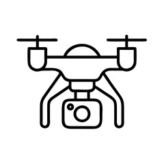 drone with camera icon, photography day line art, photography day icon - simple black line art icon of drone with camera, for photography day celebrations. photography vector art.