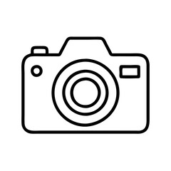 dslr camera icon, photography day line art, photography day icon - simple black line art icon of dslr camera, for photography day celebrations. photography vector art.