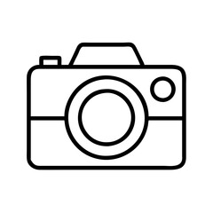 dslr camera icon, photography day line art, photography day icon - simple black line art icon of dslr camera, for photography day celebrations. photography vector art.