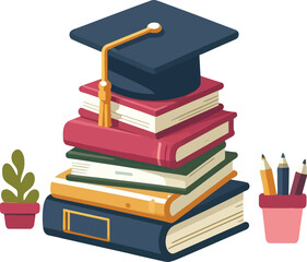 books and graduation cap