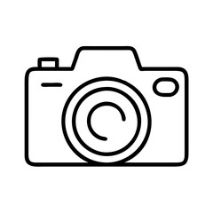 dslr camera icon, photography day line art, photography day icon - simple black line art icon of dslr camera, for photography day celebrations. photography vector art.