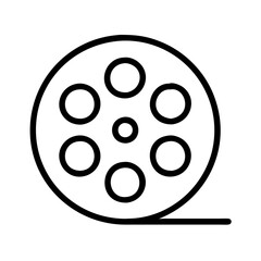 film reel icon, photography day line art, photography day icon - simple black line art icon of film reel, for photography day celebrations. photography vector art.