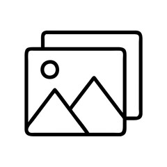 photo gallery icon, photography day line art, photography day icon - simple black line art icon of photo gallery, for photography day celebrations. photography vector art.