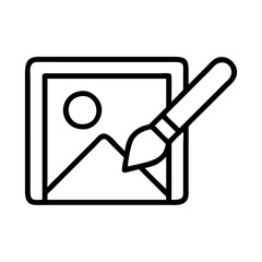 photo editing brush icon, photography day line art, photography day icon - simple black line art icon of photo editing brush, for photography day celebrations. photography vector art.