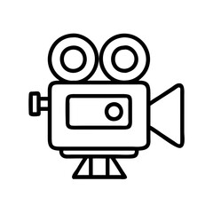 Fototapeta premium vintage film camera icon, photography day line art, photography day icon - simple black line art icon of vintage film camera, for photography day celebrations. photography vector art.