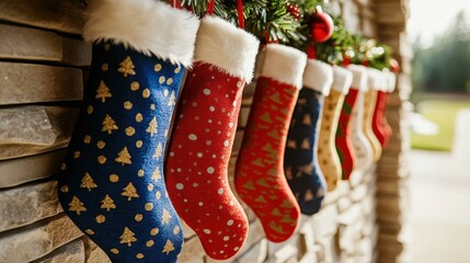 Alpaca wool socks Dropshipping products reselling Grip Digital wall calendar Giftee Pawfect House Sendoso Diversual Christmas stockings red and blue hanging on stone fireplace mantle decorated for ho