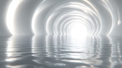 Obraz premium White Circular Tunnel Reflecting in Calm Water