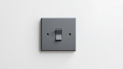 Simple grey modern switch on the white wall used to turn on electrical appliances